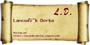 Lancsák Dorka névjegykártya